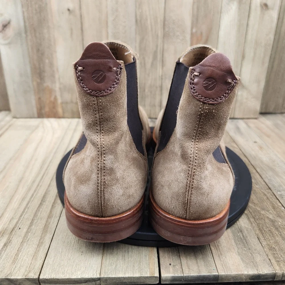 Hudson London Chelsea Boots Mens size 10 Tan Suede SER01 5863 Leather Sole